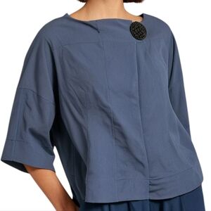 Neon Buddha Swing Jacket Blue Cropped Cotton Three Quarter Sleeves Women's Small